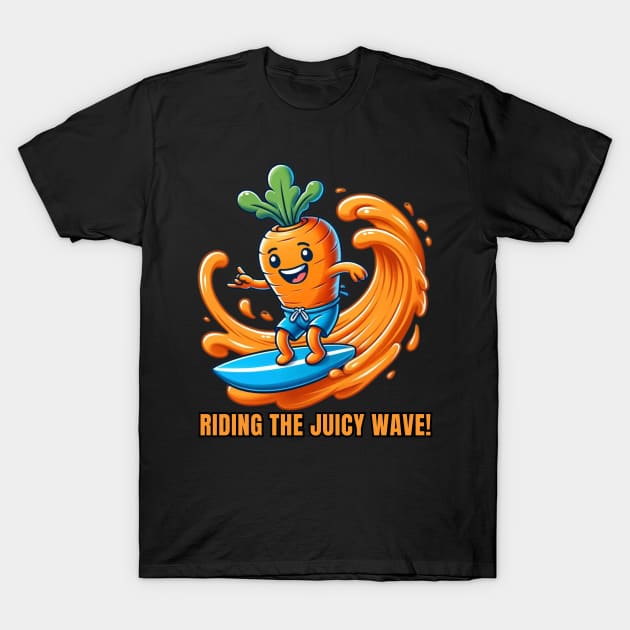 Surfing Carrot Adventure Illustration T-Shirt by vk09design